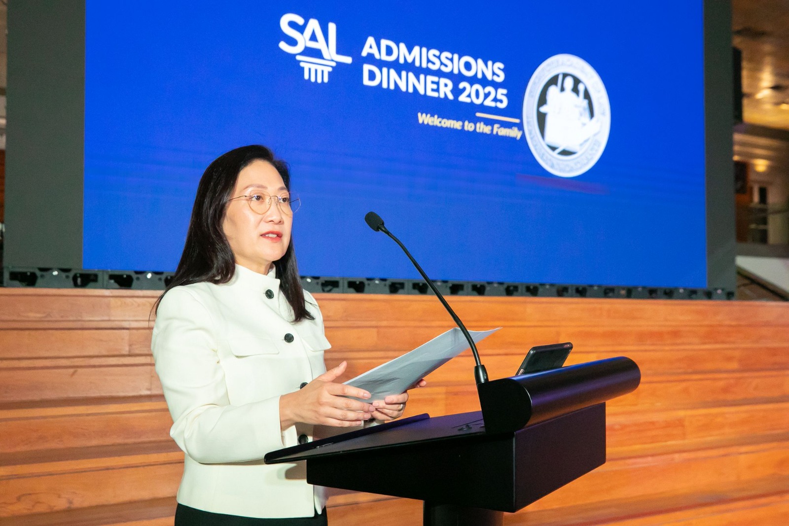 Justice Valerie Thean speaking at Mass Call dinner on 5 May at the Singapore National Museum